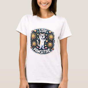 Bleib Pawsitiv Katze T-Shirt