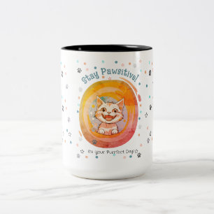 Bleib Pawsitiv Katzenbecher Minimalistisches Gesch Zweifarbige Tasse