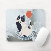 Bleib Pawsitiv Katzenillustration Moderne Künstler Mousepad (Mit Mouse)