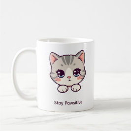 Bleib Pawsitiv Kawaii Kätzchen | Personalisierte N Kaffeetasse