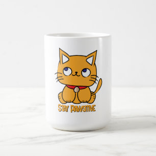 Bleib Pawsitiv Lustige Katzen-Cartoon Süße Katze Kaffeetasse