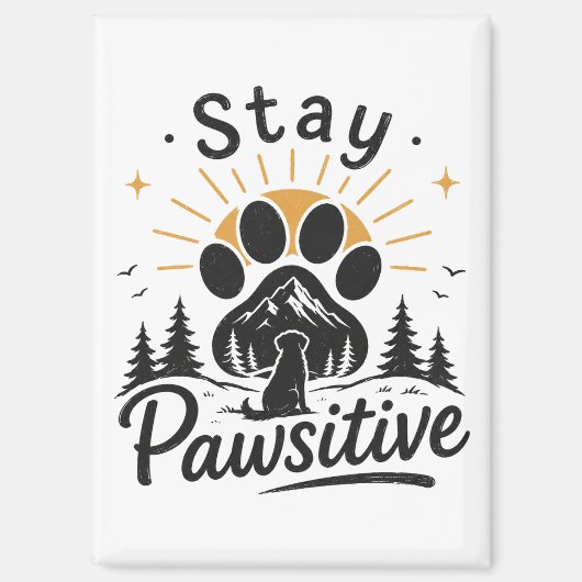 Bleib Pawsitiv Magnet (Vorderseite)