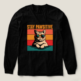 Bleib Pawsitiv Retro-Katze Design Tri-Blend Shirt