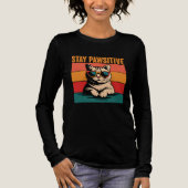 Bleib Pawsitiv Retro-Katze Design Tri-Blend Shirt (Vorderseite)