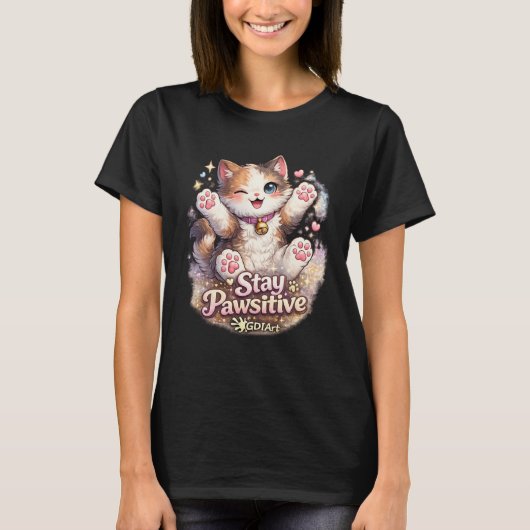Bleib Pawsitiv T-Shirt (Vorderseite)