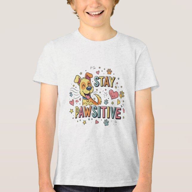 Bleib Pawsitiv Tri-Blend Shirt (Vorderseite)