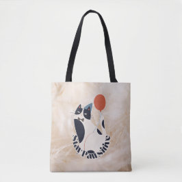 Bleib Pawsitiv Tuxedo-Katze Geburtstagsfeier Mitte Tasche