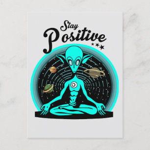 Bleib Positiv Alien Postkarte
