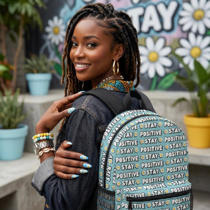 Bleib positiv bedruckter rucksack