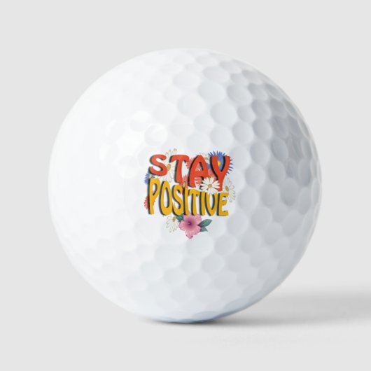Bleib Positiv – Blumiges Motivations-Design  Golfball (Vorderseite)