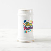 Bleib Positiv Bunter Aufkleber Bierglas (Mittel)