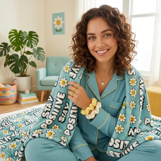 Bleib positiv fleecedecke