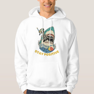 Bleib positiv - Lustiger Skelett-Hai-Angriff Hoodie