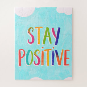Bleib positiv Motivationszitat bemalt Puzzle