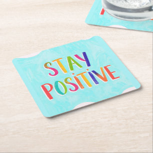 Bleib positiv Motivationszitat gemalt Rechteckiger Pappuntersetzer