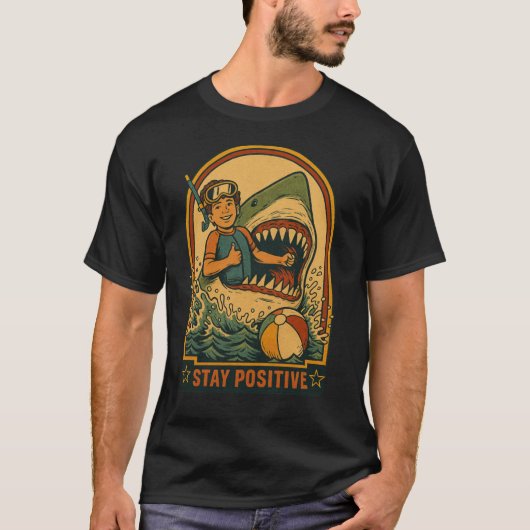 Bleib positiv retro T-Shirt (Vorderseite)
