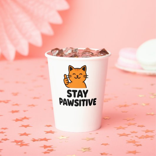 Bleib positiv süße Ginger-Katze Papiertasse Pappbecher (Insitu)