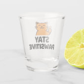 Bleib positiv süße Ginger Katze schoss Glas (Rückseite)