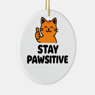 Bleib positiv süße Ginger-Katzen-Ornament Keramik Ornament