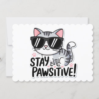Bleib Positiv! Süße Katzen-Einladung Einladung