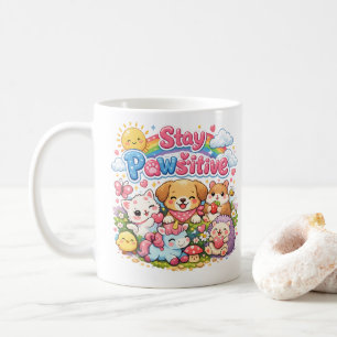 Bleib Positiv Süße Kawaii Tiere Kaffeetasse