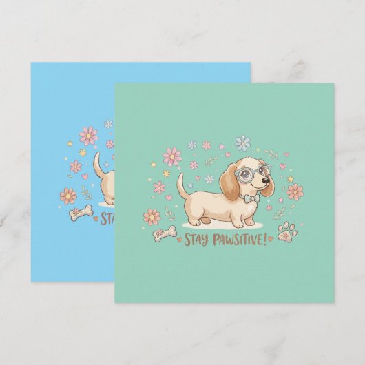 Bleib Positiv Süßer Dachshund Einladung (Vorne/Hinten)