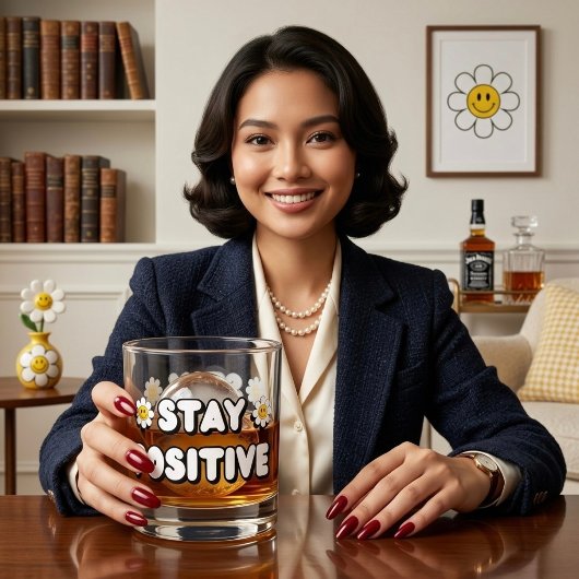 Bleib positiv whiskyglas