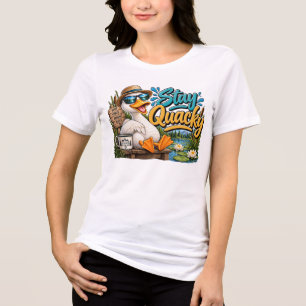 Bleib Quacky Enten-Design Tri-Blend Shirt