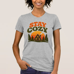 Bleib Retro-Cabin-Sonnenuntergang im Vintage-Desig T-Shirt