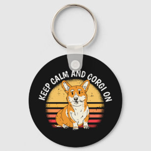 Bleib ruhig Corgi Hund Retro Welpenliebhaber Besit Schlüsselanhänger