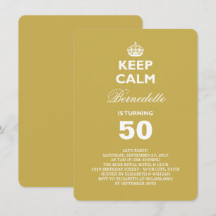Bleib ruhig Gold Lustige Meilenstein 50. Geburtsta Einladung