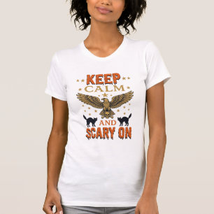 Bleib ruhig, gruselig, an Vintage-Halloween-Vektor T-Shirt