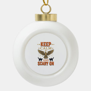 Bleib ruhig, gruselig, Vintage-Halloween-Vektordes Keramik Kugel-Ornament