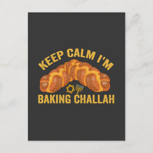 Bleib ruhig, ich backe Challah Lustiges Hanukkah  Postkarte