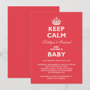 Bleib ruhig lustige Paare Baby Shower Party Einlad Einladung