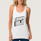 Bleib ruhig Retro-Blumen-Typografie Tank Top (Vorderseite)