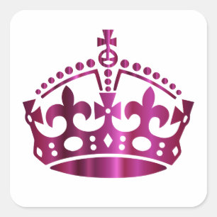 Bleib ruhig Rosa Krone - Hintergrund ändern Quadratischer Aufkleber