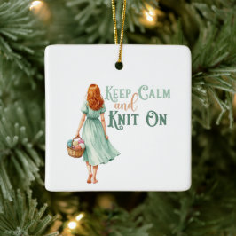 Bleib ruhig & stricke weiter Weihnachtsbaumanhänge Keramikornament