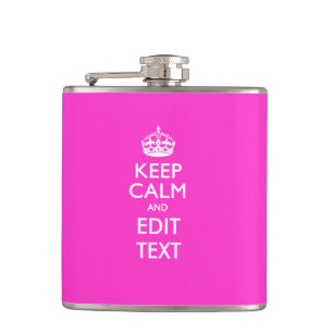 Bleib ruhig und dein Text Girly Pink Flachmann