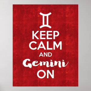 Bleib ruhig und die Zwillinge an Astrologie Rot Vi Poster