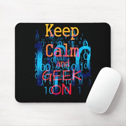 Bleib ruhig und geeke weiter Binärcode Mousepad (Mit Mouse)