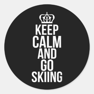 Bleib ruhig und geh Ski fahren Skibrille Skibindun Runder Aufkleber