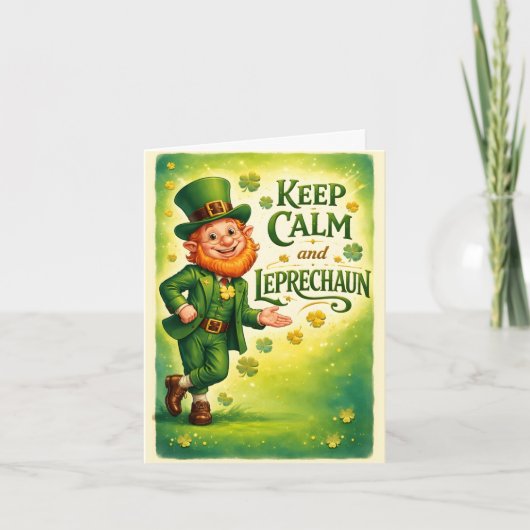 Bleib ruhig und Kobold St. Patrick's Day Karte (Vorderseite)