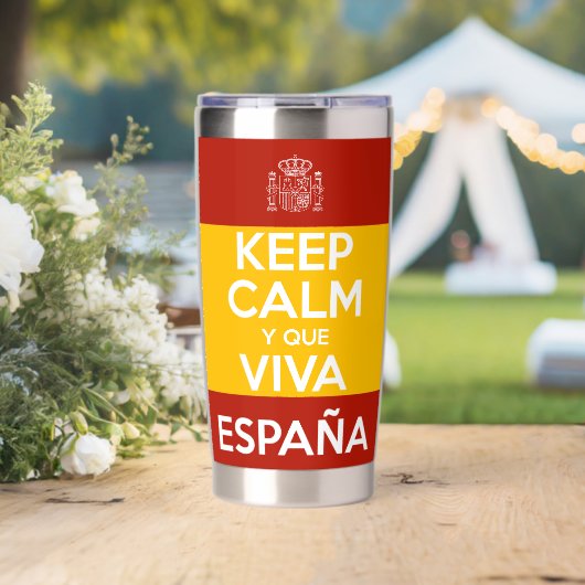 Bleib ruhig und lang lebe Spanien Thermobecher (Hochzeit (gedreht))