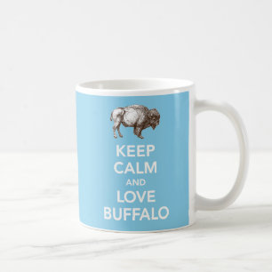 Bleib ruhig und liebe Buffalo blau Tasse