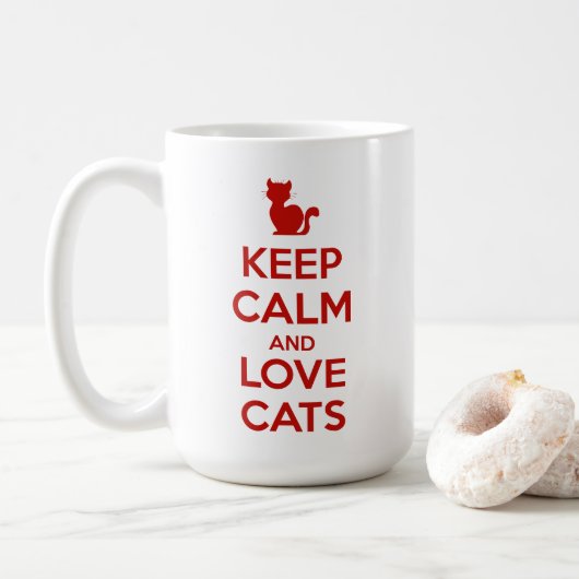 Bleib ruhig und liebe Katzen Kaffeetasse (Mit Donut)