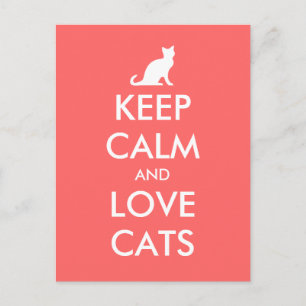 Bleib ruhig und liebe Katzen Postkarte Korallenr