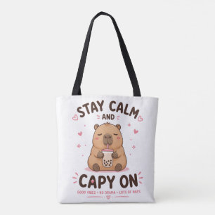 Bleib ruhig und mach weiter, süßes Kawaii-Capybara Tasche