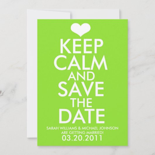 Bleib ruhig und merke dir das Datum Save The Date (Vorderseite)