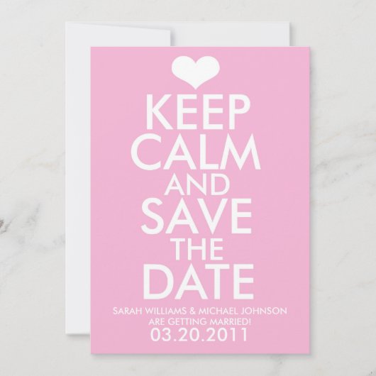 Bleib ruhig und merke dir das Datum Save The Date (Vorderseite)